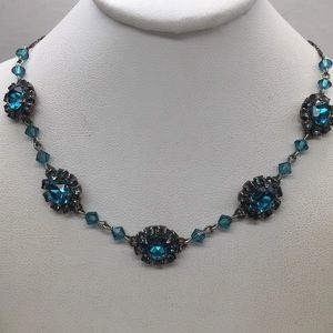 Liz Palacios Aquamarine Swarovski Crystal Necklace
